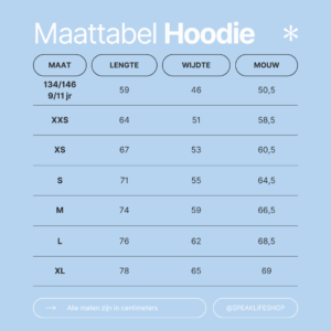 Maattabel Hoodie