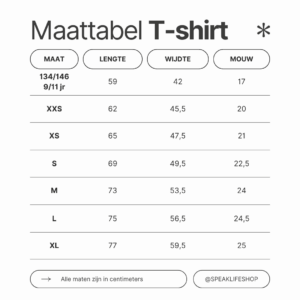 Maattabel T-shirt